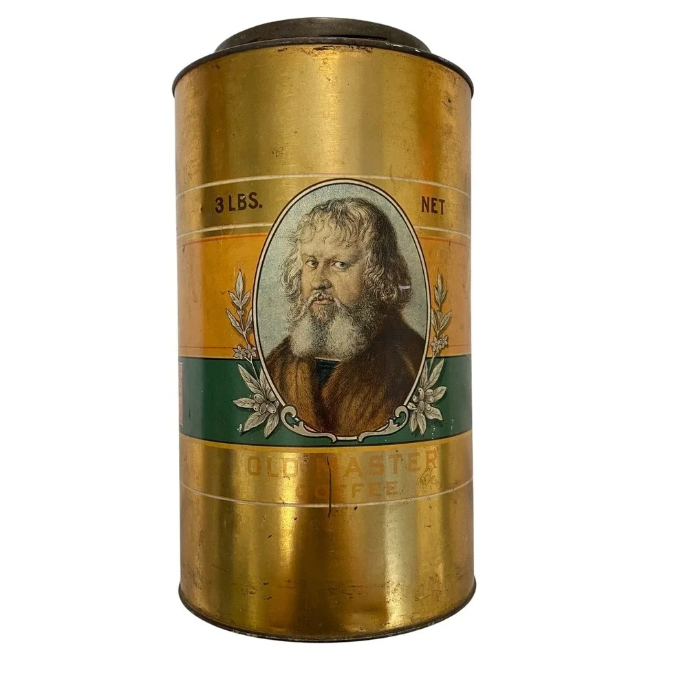 Antique Old Master Coffee Tin 3 Lb BB Co Blodgett Beckley Royal Tender Steel Cut